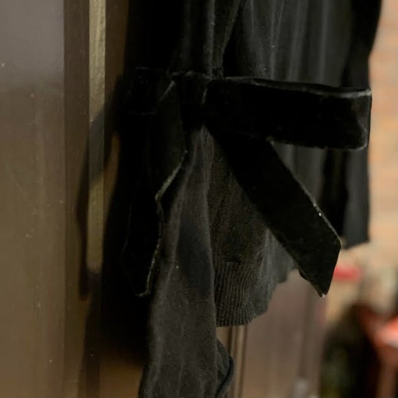 Michael Kors Bell Sleeve Black Sweater with Velvet Bows: Size XS - Picture 5 of 8